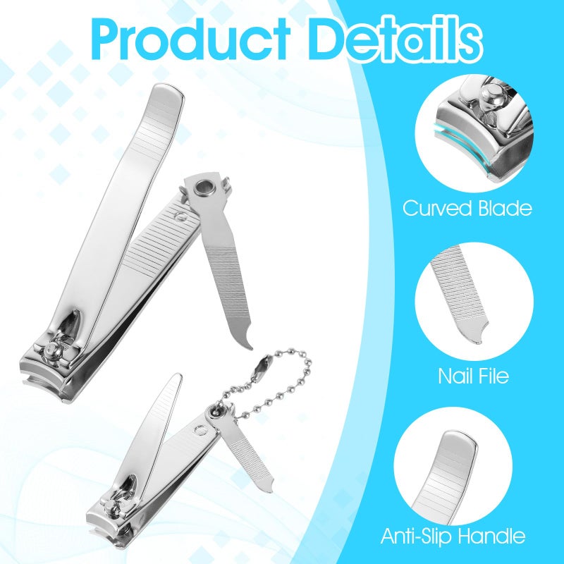 Telooco 60 Pcs Nail Clipper Set, Stainless Steel Fingernail and Toenail Clippers Large and Small, Individually Wrapped Nail Cutters Bulk with File for Homeless Travel Hotel Home - Image 3